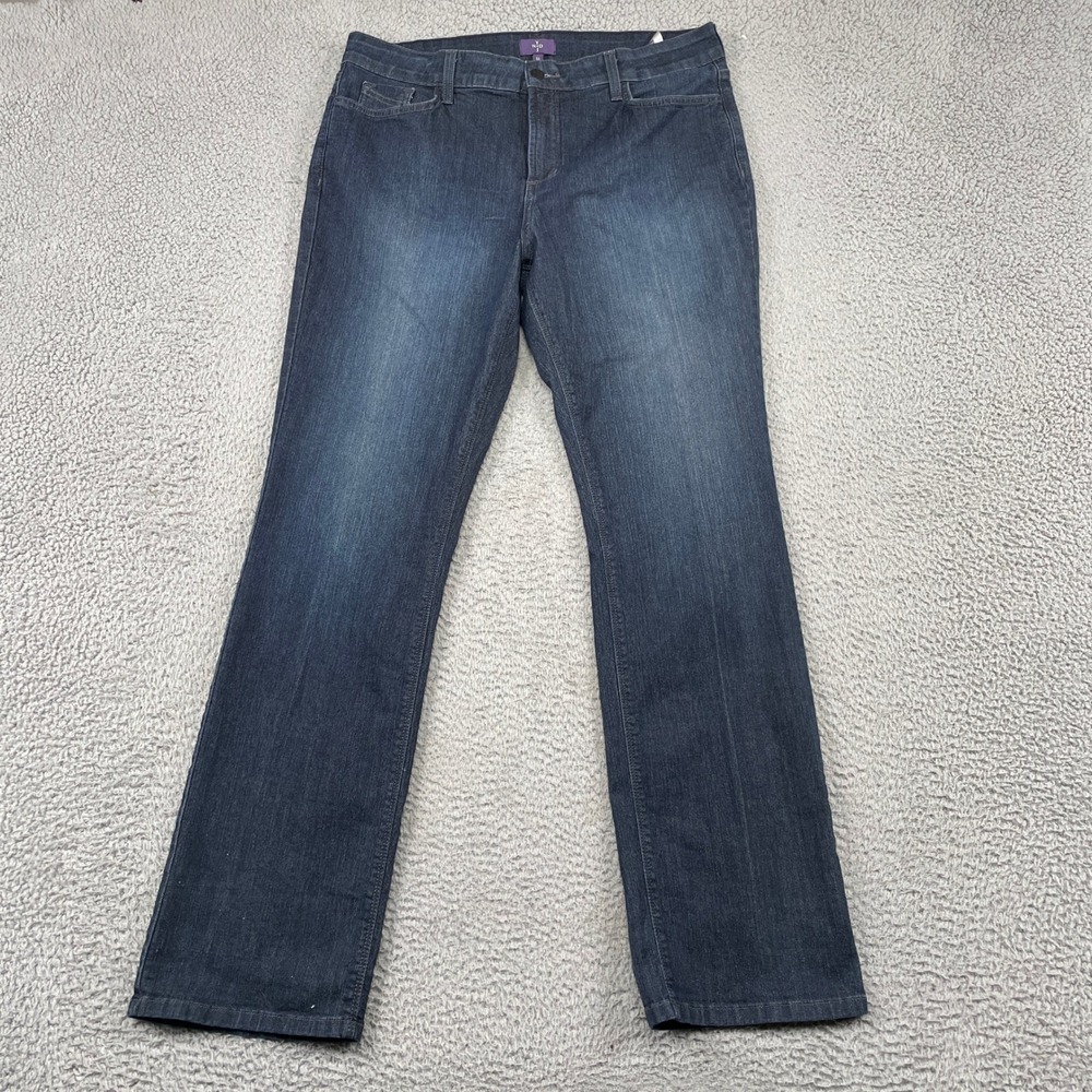 NYDJ Jeans Women 16 Blue Straight Leg Lift Tuck Dark Wash Denim Pants
